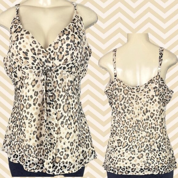 Apt 9 Beige-Brown Animal Print Tie Front Detail Lined Adjustable Strap Camisole - Picture 1 of 6